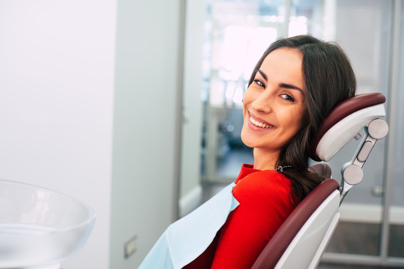 Woman at routine visit to the dentist