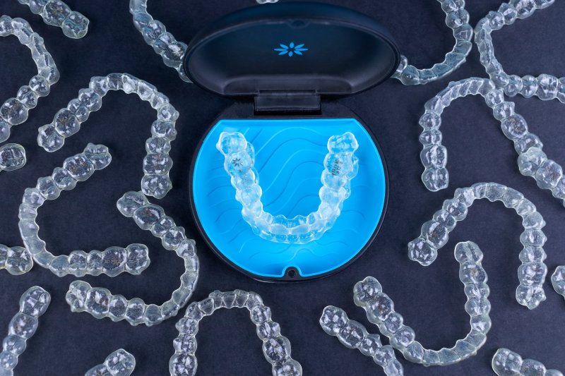 Invisalign aligner in plastic case