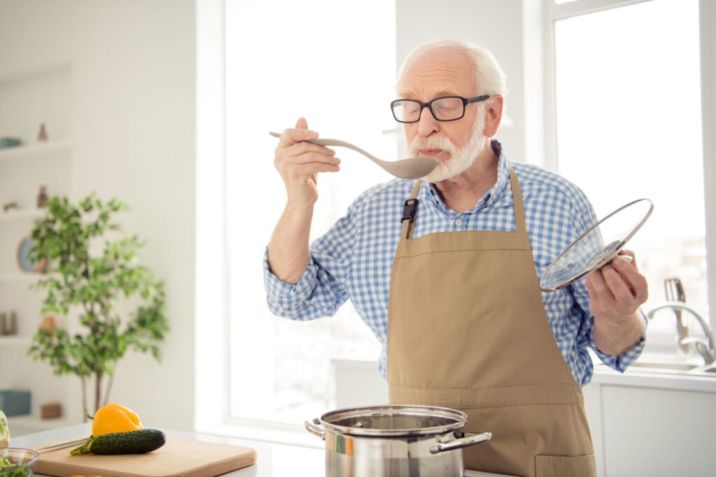 A man cooking a nutritious meal
