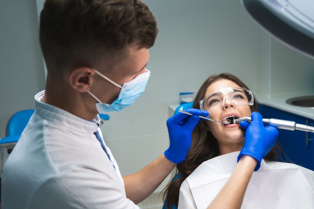 Woman undergoing root canal
